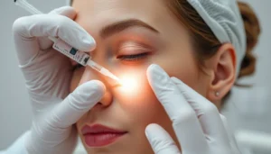 Fettwegspritze Zürich: Expert injection targeting stubborn fat deposits in a modern clinic setting for a natural look.
