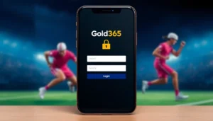 Gold365 login screen showing secure access portal with sports theme background for quick user login and registration.