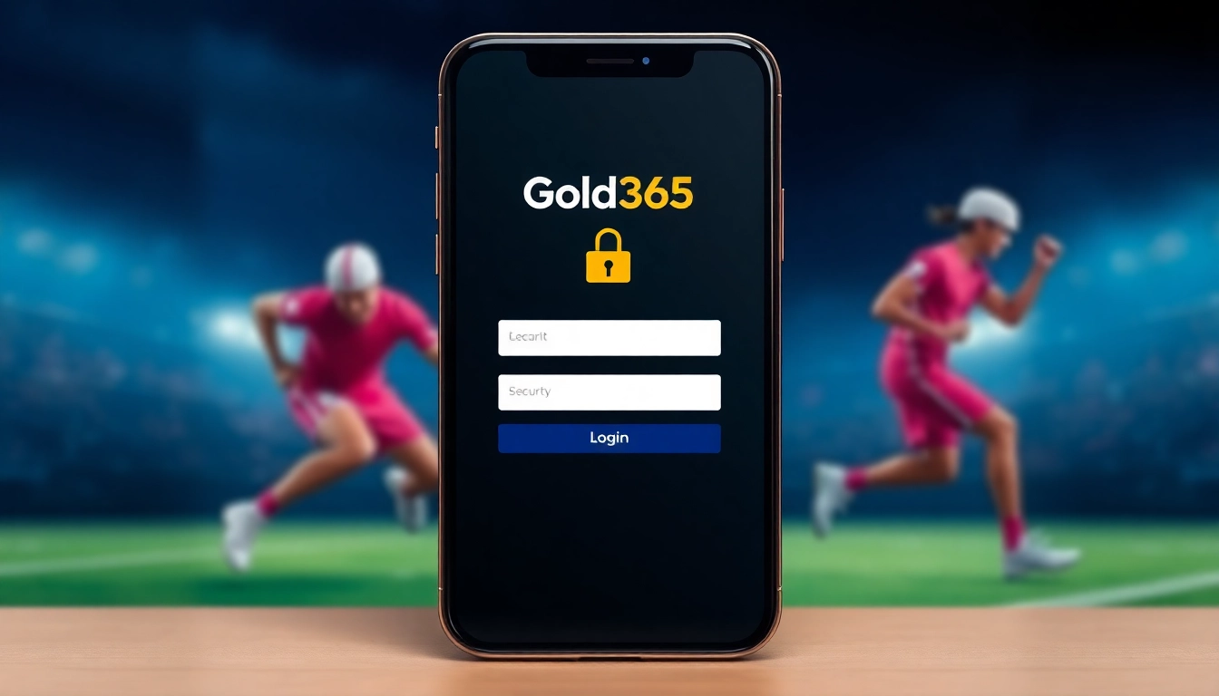 Gold365 login screen showing secure access portal with sports theme background for quick user login and registration.